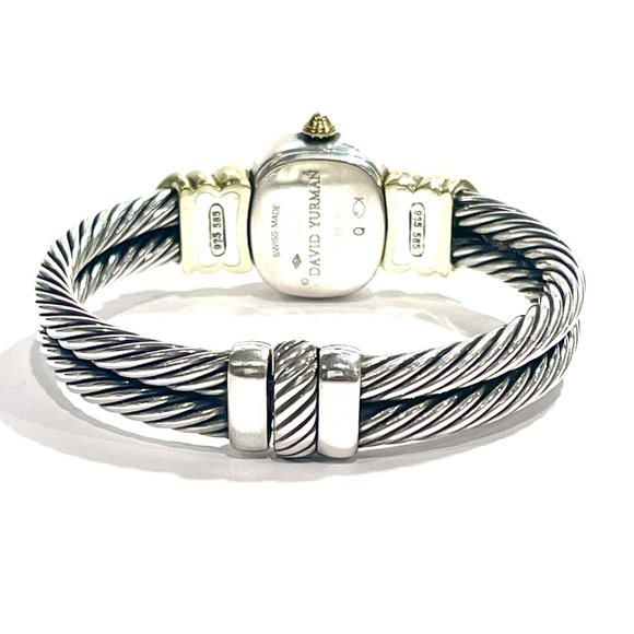 DAVID YURMAN 14K Gold & Sterling Silver Double Cable Watch w/ Amethyst Stones - Picture 4 of 8